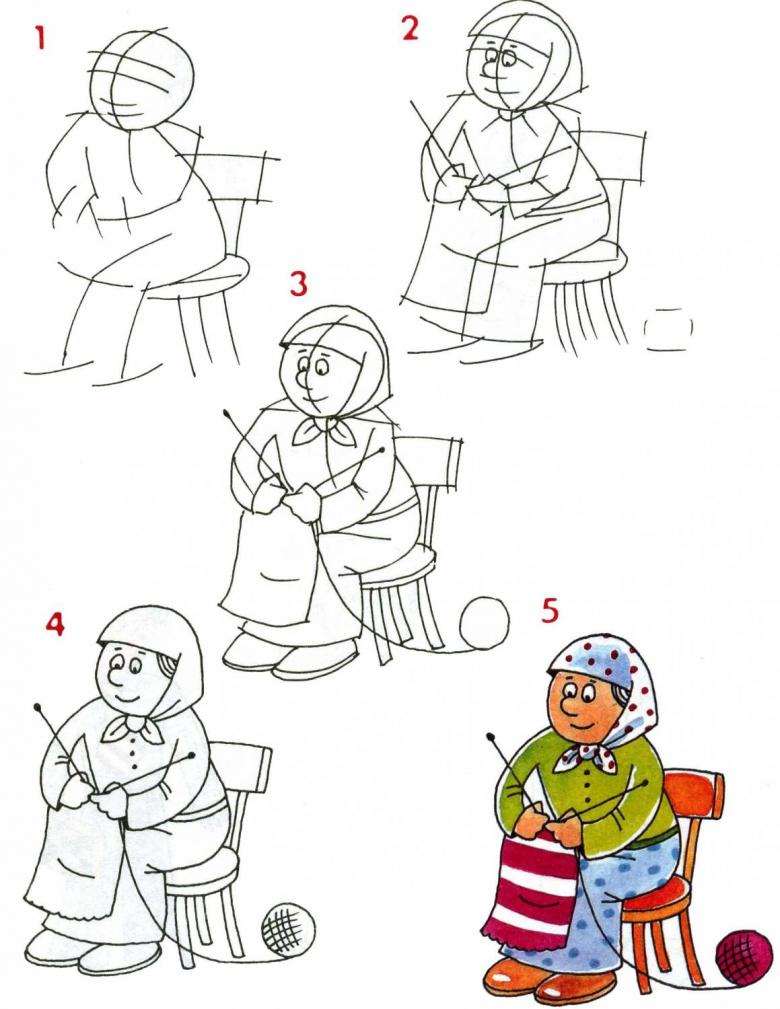 Нарисованная бабушка.
