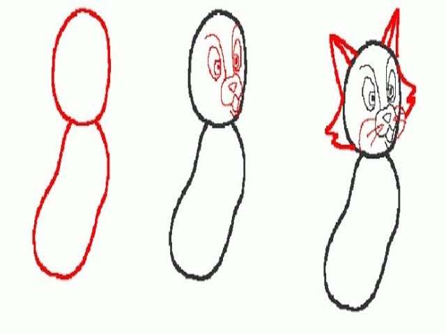 Этапы рисования кошки