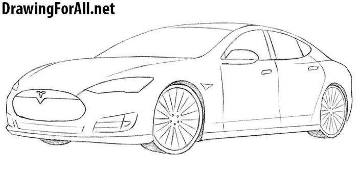 Как нарисовать автомобиль Tesla