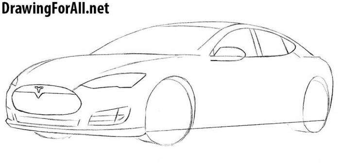 Как нарисовать автомобиль Tesla - шаг 5