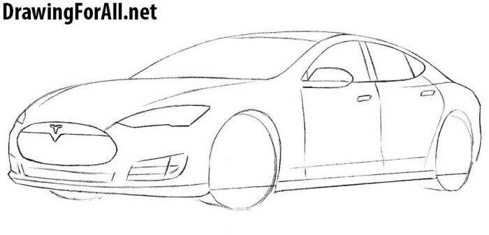 Как нарисовать автомобиль Tesla - шаг 6