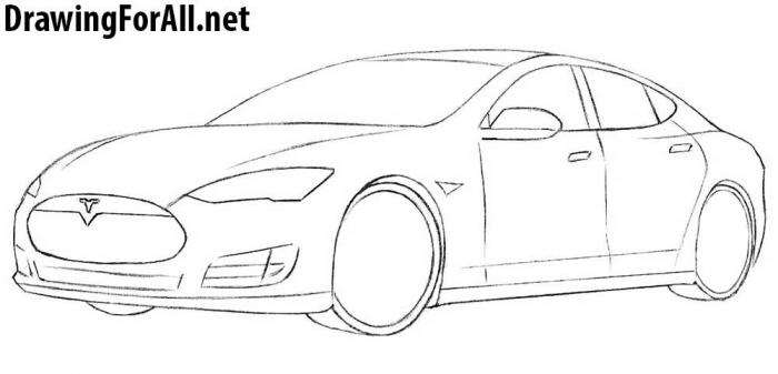 Как нарисовать автомобиль Tesla - шаг 7