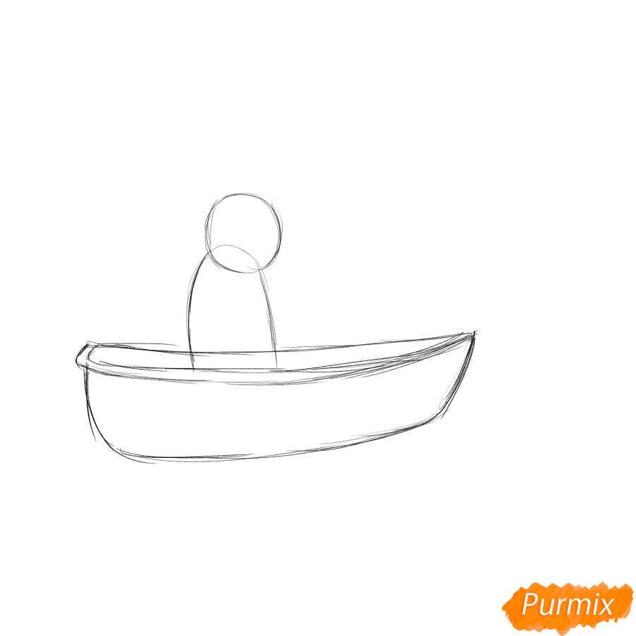 Рисуем рыбака с лодкой - шаг 1