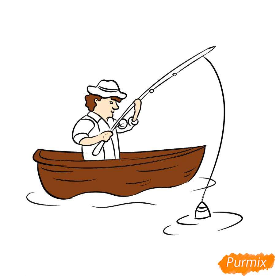 Рисуем рыбака в лодке - шаг 6