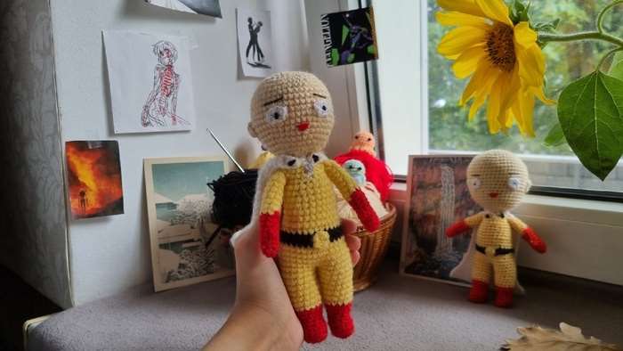 SAITAMA 2.0 Вязание, вязание крючком, рукоделие, рукоделие без процесса, амигуруми, вязаные игрушки, авторские игрушки, анимация, SAITAMA, one punch man, давно прошедшее время