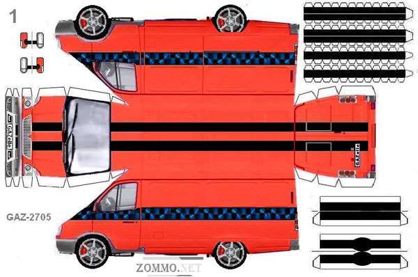 Бумажный автомобиль ГАЗ 2705