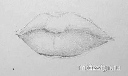 Как нарисовать полные губы - шаг 3